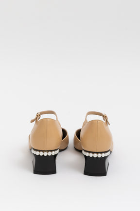 Pearl Heel Mary Jane Pumps