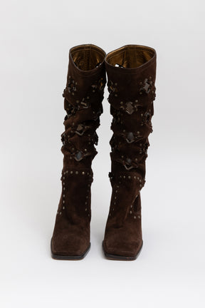 Cut Out Knee High Boots