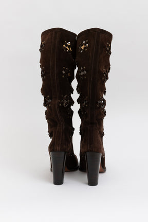 Cut Out Knee High Boots