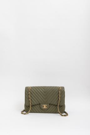 Chevron Jumbo Classic Double Flap Bag