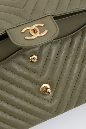 Chevron Jumbo Classic Double Flap Bag