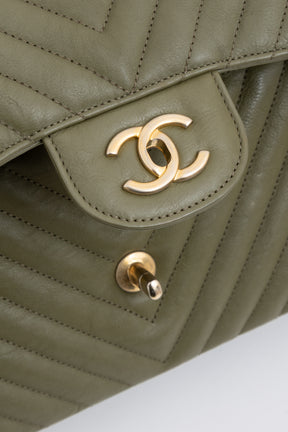Chevron Jumbo Classic Double Flap Bag