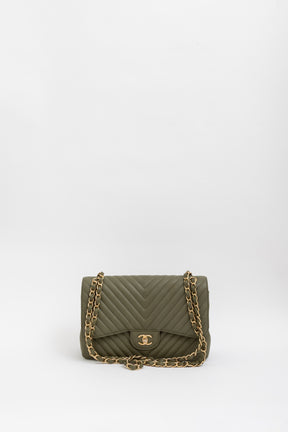 Chevron Jumbo Classic Double Flap Bag