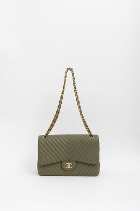 Chevron Jumbo Classic Double Flap Bag