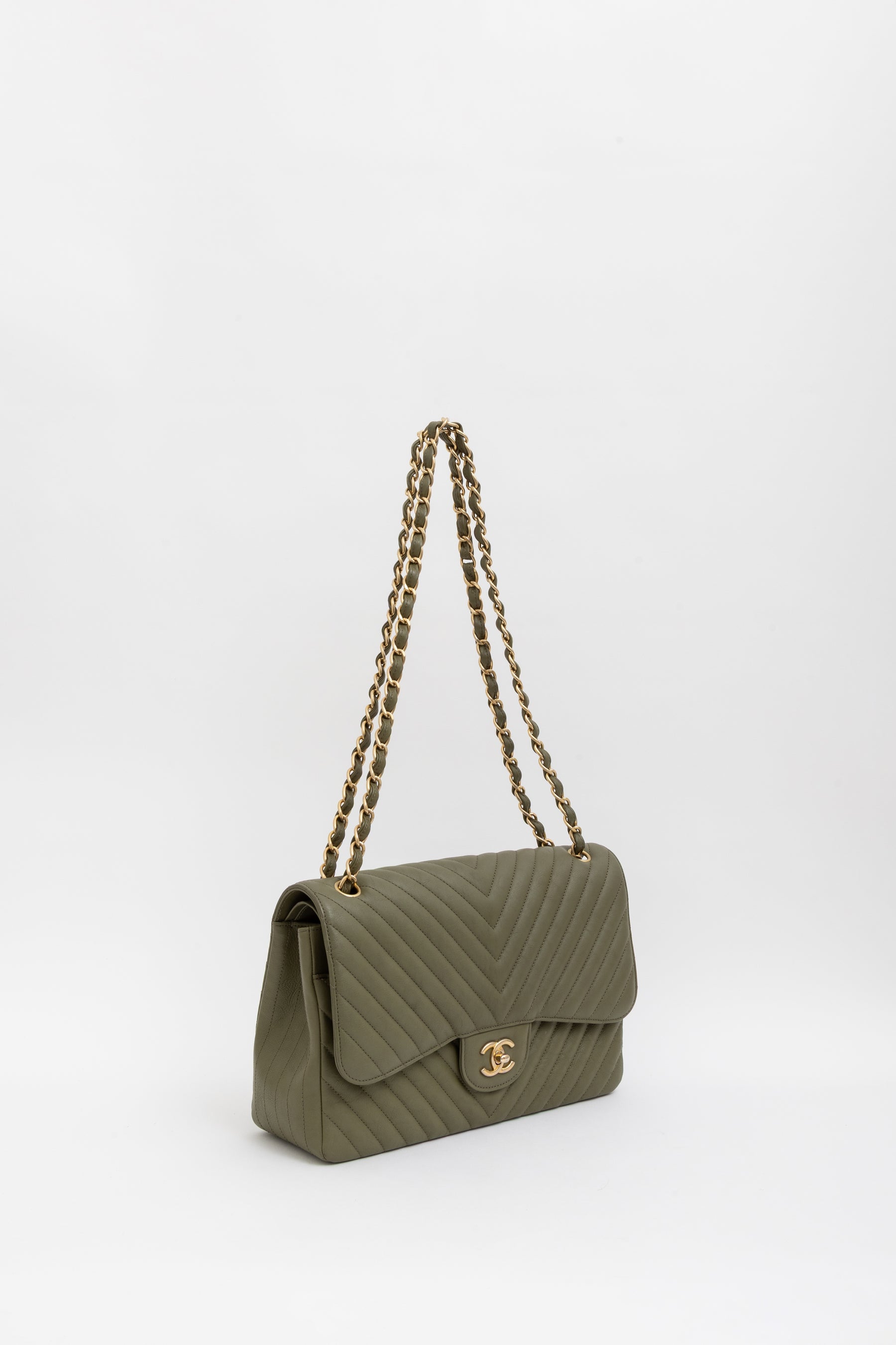 Chevron Jumbo Classic Double Flap Bag