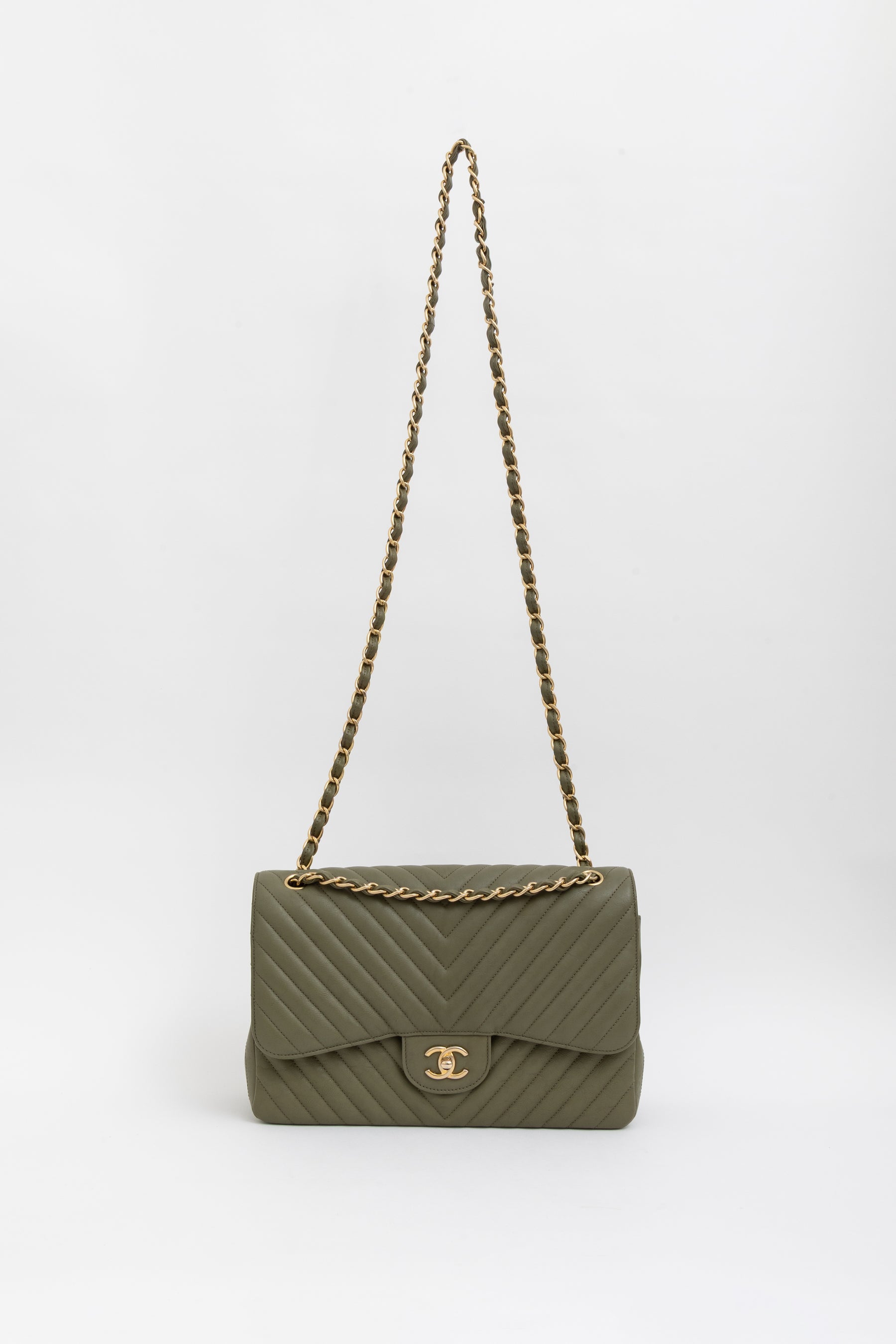 Chevron Jumbo Classic Double Flap Bag