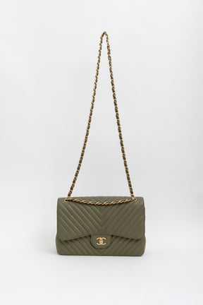 Chevron Jumbo Classic Double Flap Bag