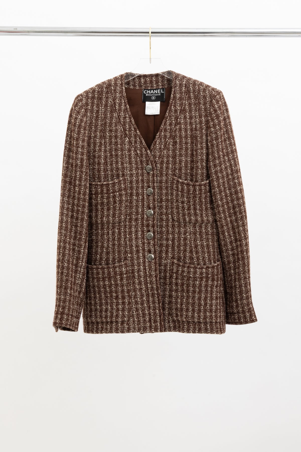 97A Nailshead Tweed Collarless Jacket & Skirt