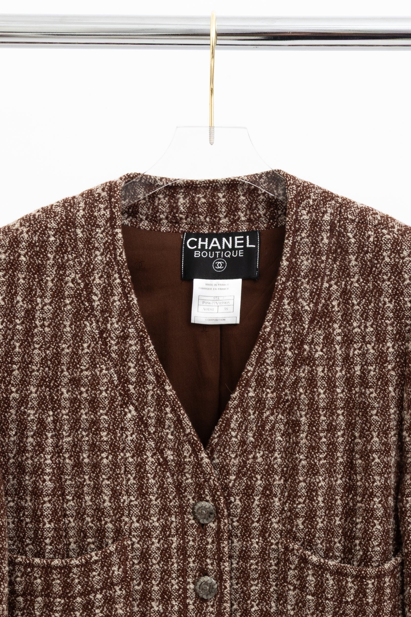 97A Nailshead Tweed Collarless Jacket & Skirt