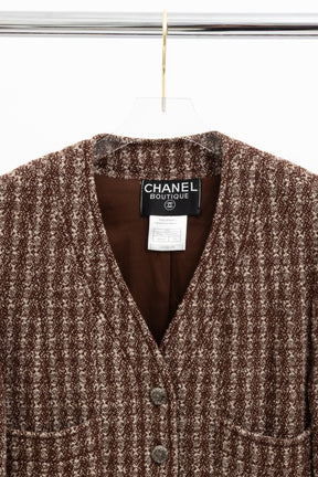 97A Nailshead Tweed Collarless Jacket & Skirt