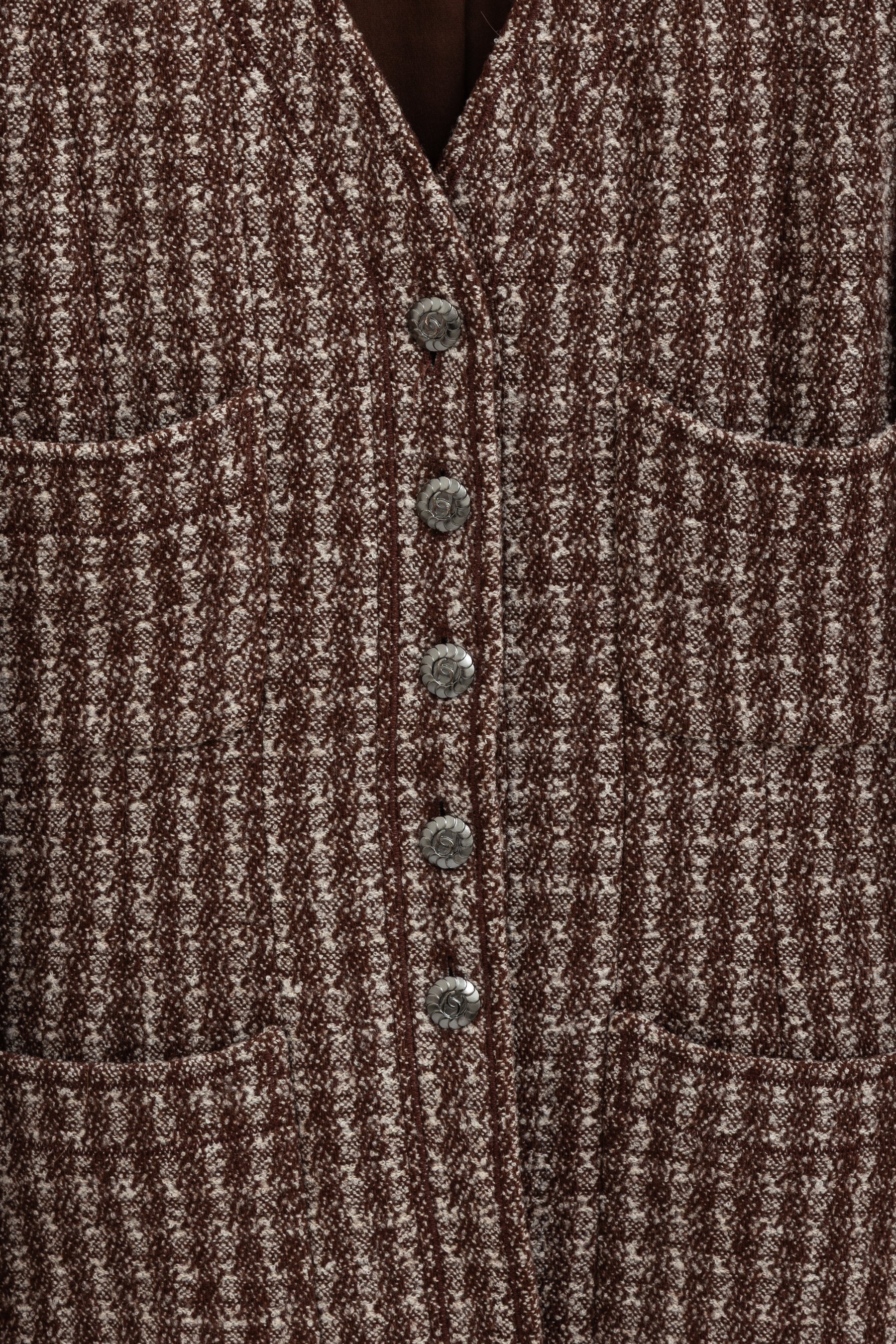 97A Nailshead Tweed Collarless Jacket & Skirt