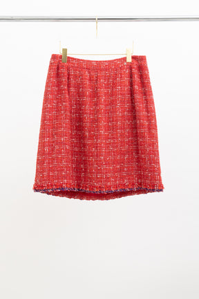 06P Tweed Fringe Mini Skirt