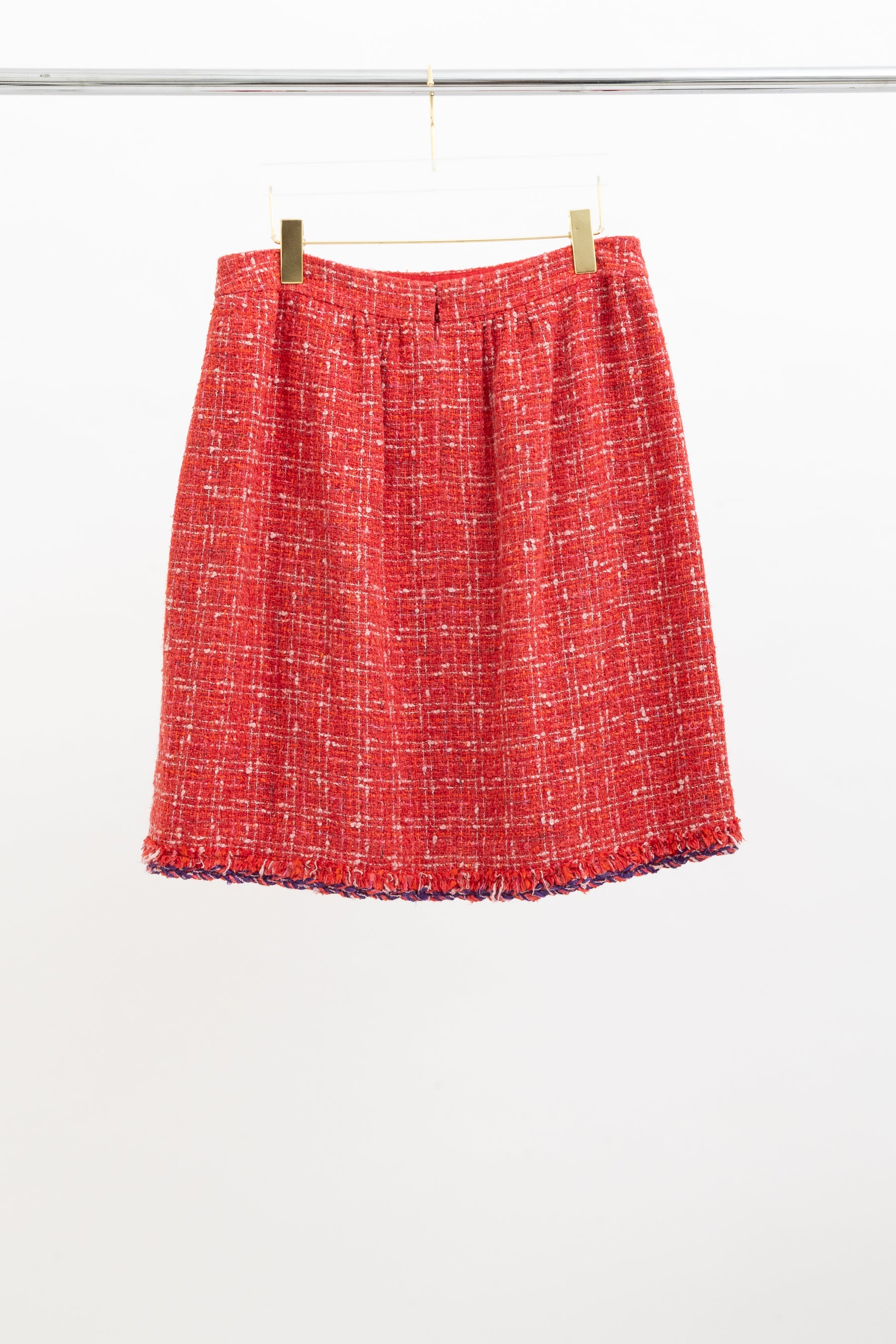 06P Tweed Fringe Mini Skirt