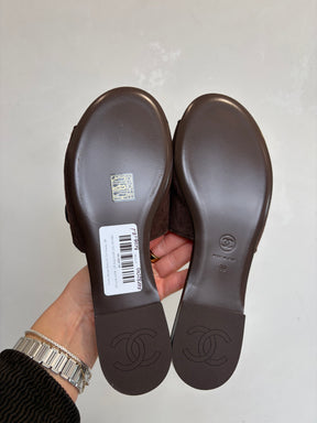 Chanel Brown Suede CC City Sandal, 39