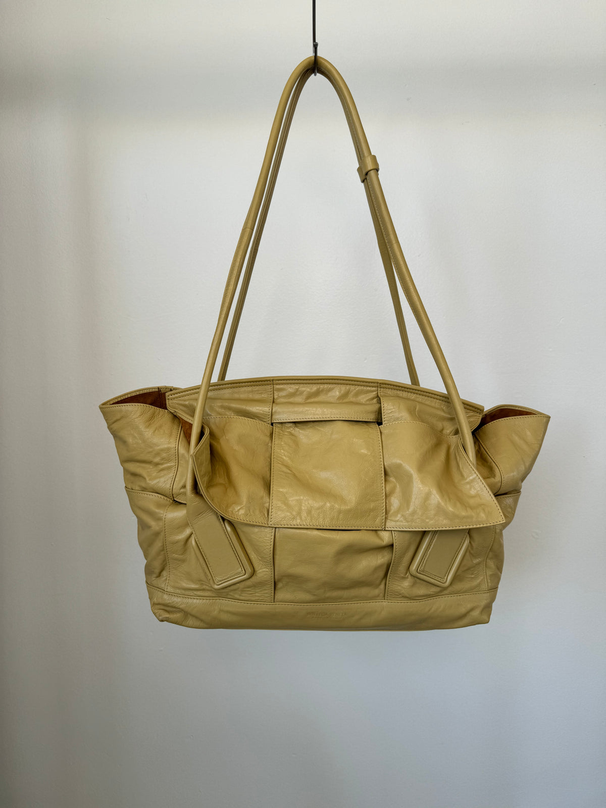 Bottega Veneta Butter Yellow Crinked Leather Arco Bag