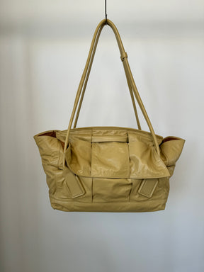 Bottega Veneta Butter Yellow Crinked Leather Arco Bag