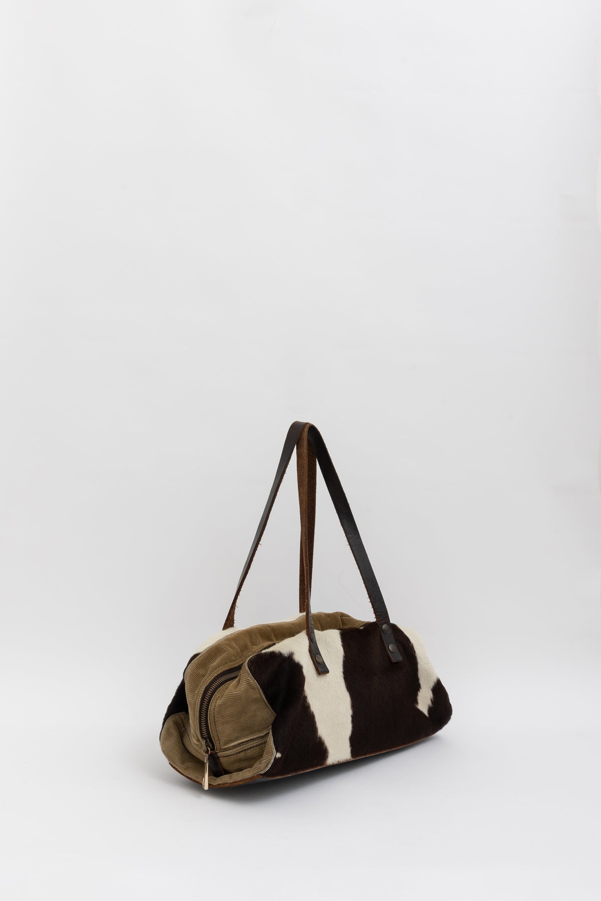 Calf Hair and Corduroy Shoulder Bag