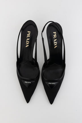 Mesh Fabric Slingback Pumps