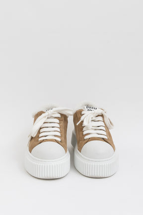 Shearling-Lined Suede Platform Sneakers