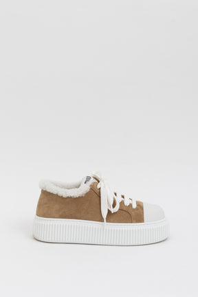 Shearling-Lined Suede Platform Sneakers
