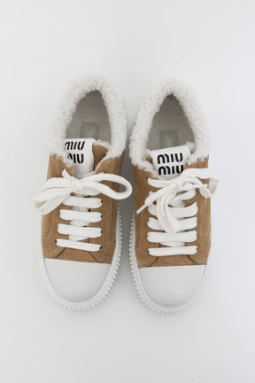Shearling-Lined Suede Platform Sneakers