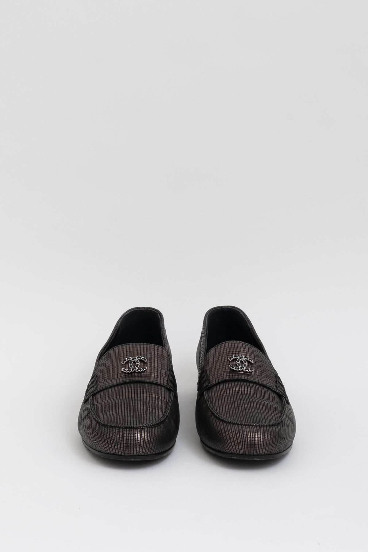 Metallic Chain CC Loafers