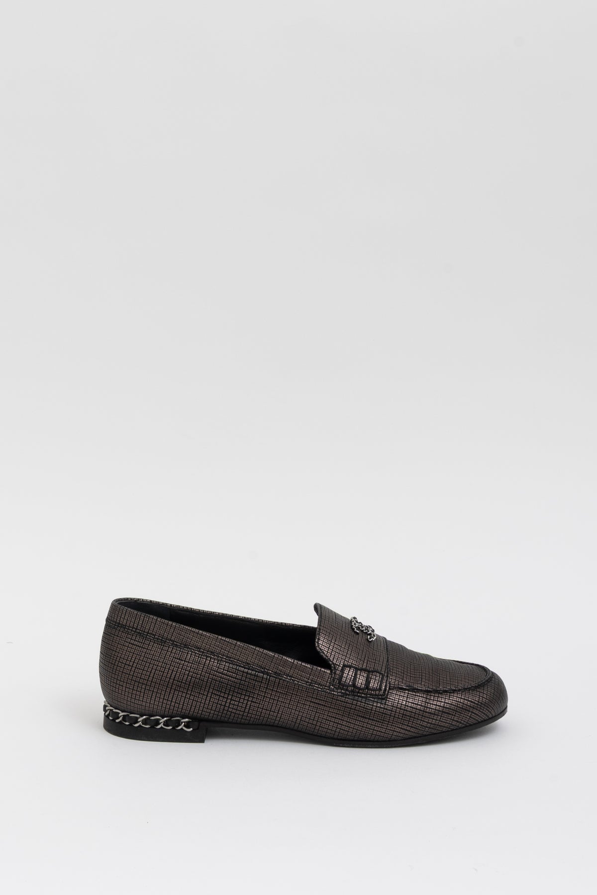 Metallic Chain CC Loafers