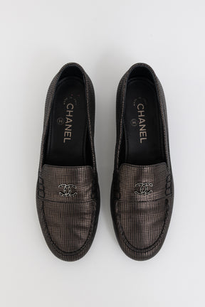 Metallic Chain CC Loafers