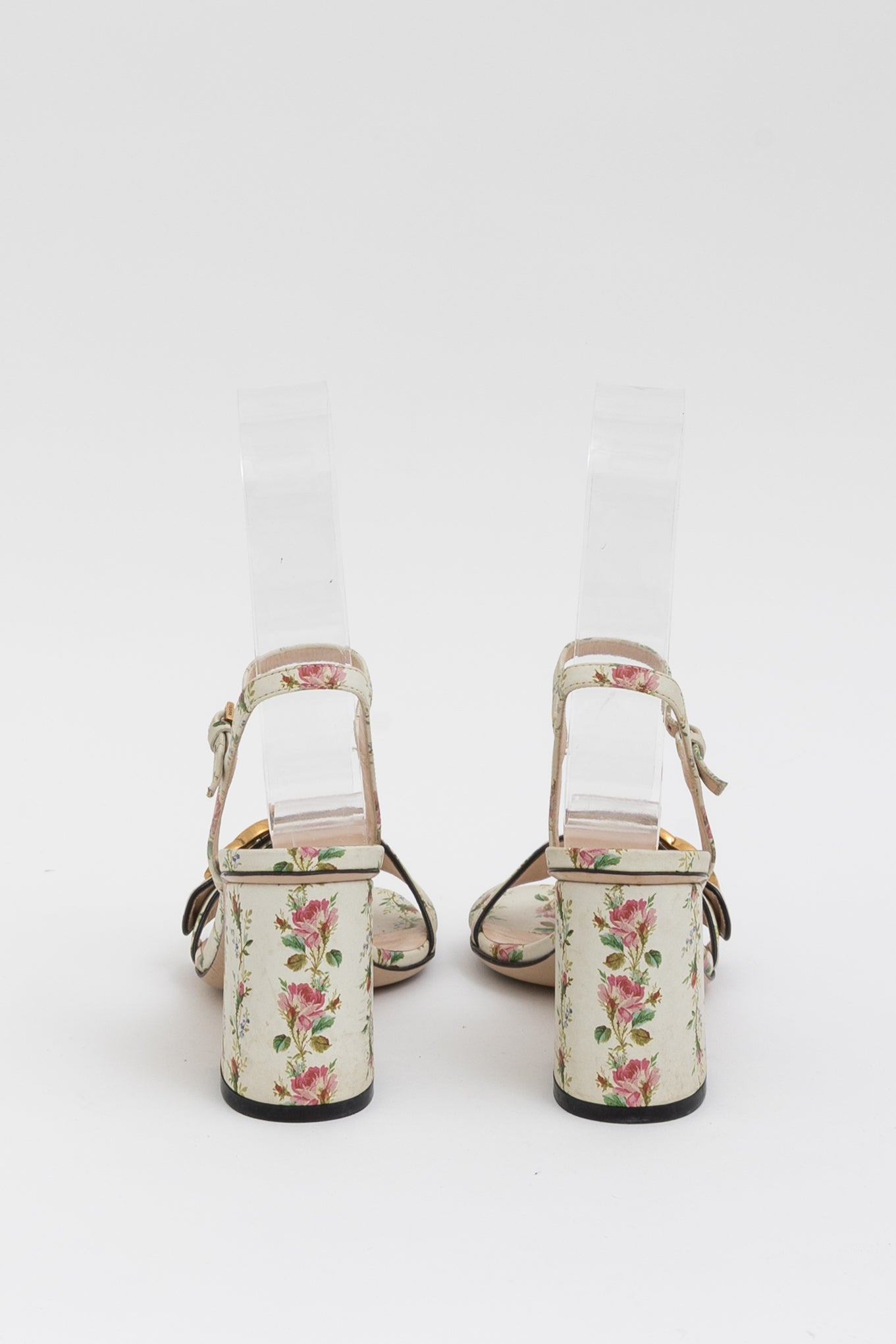 GG Marmont Floral Block Heeled Sandals