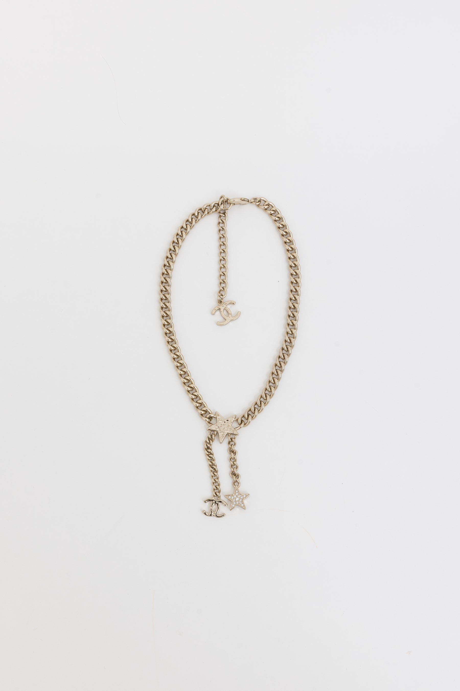 23B Crystal Chain CC Star Pendant Necklace