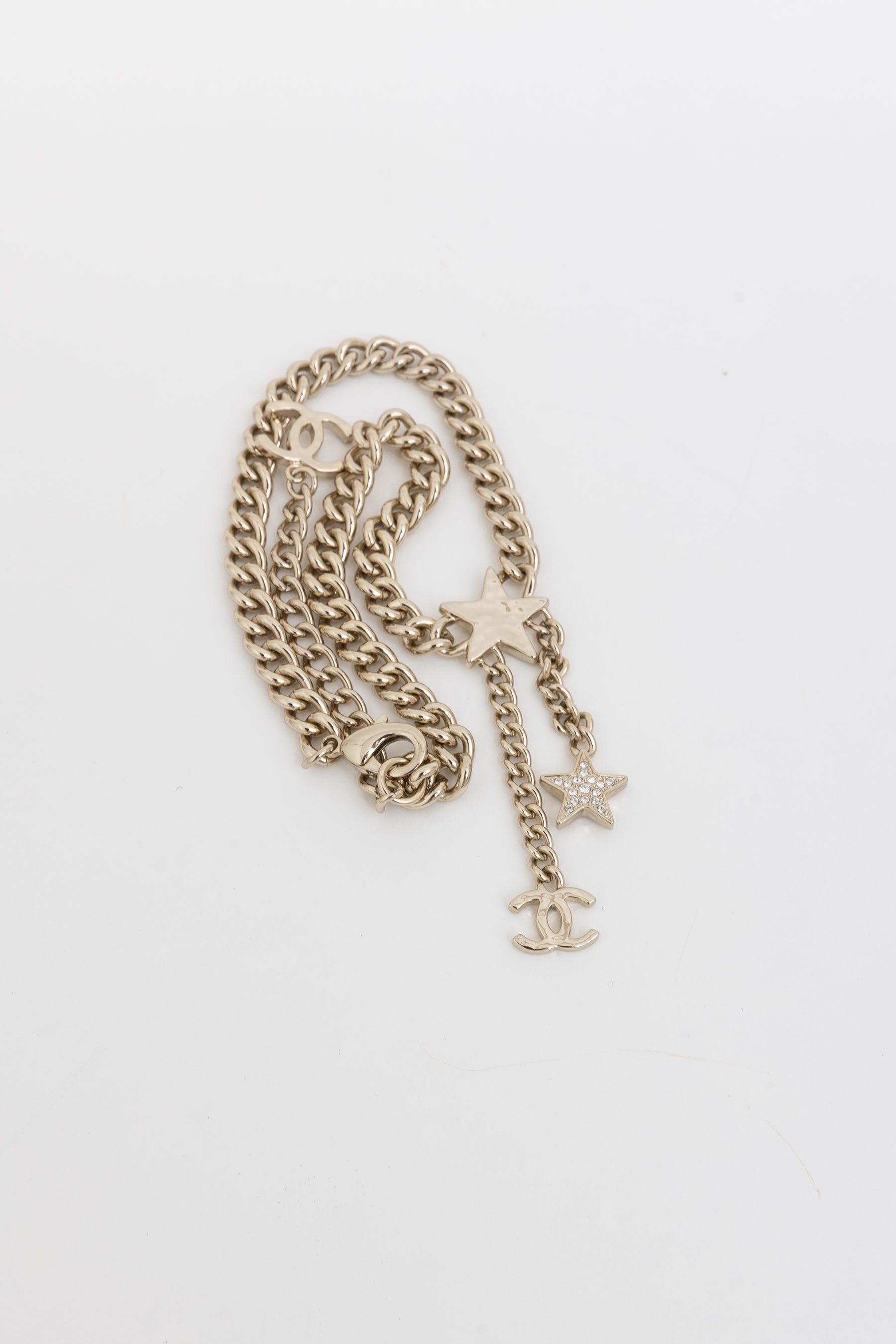 23B Crystal Chain CC Star Pendant Necklace