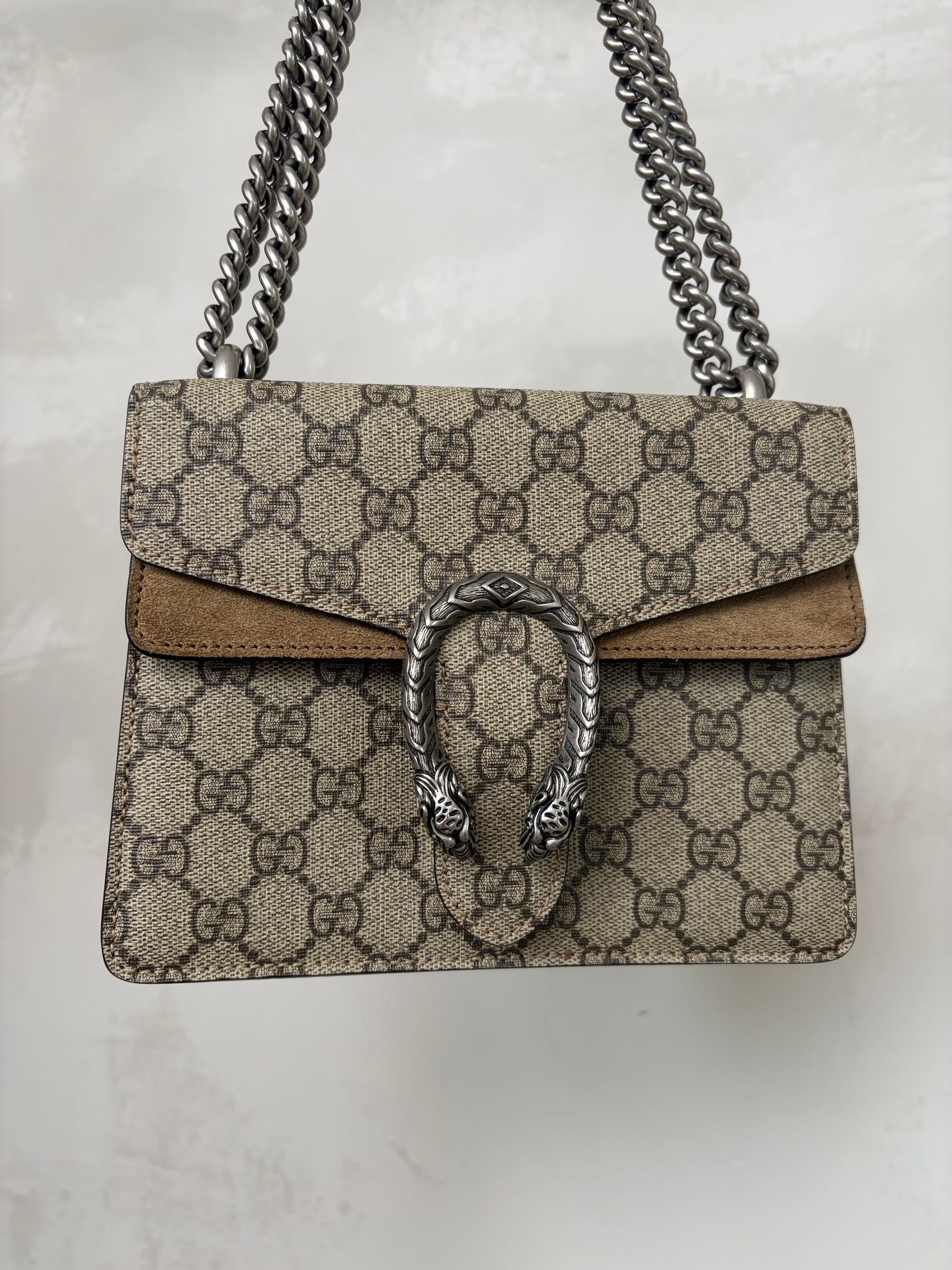 Gucci Dionysus GG Supremem Mini Bag In Beige Ebony Canvas