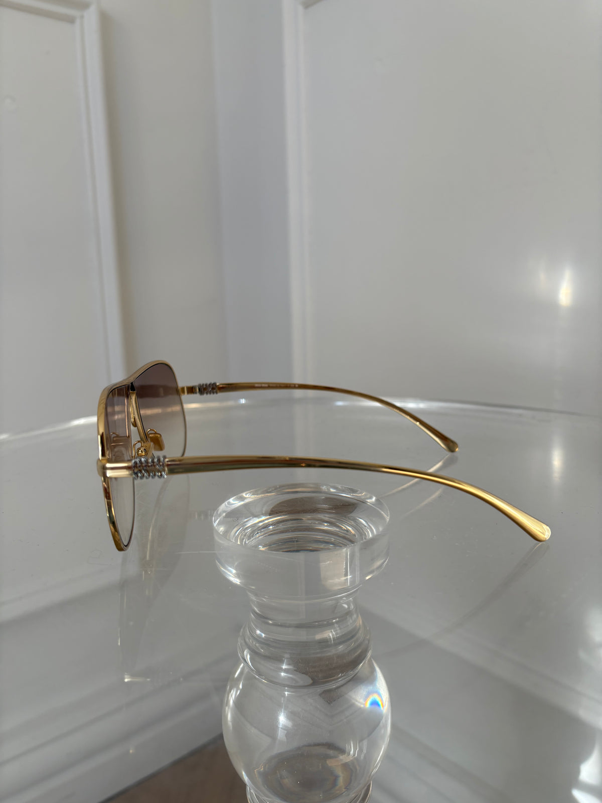 Miu Miu Ombre Aviator Sunglasses In Gold