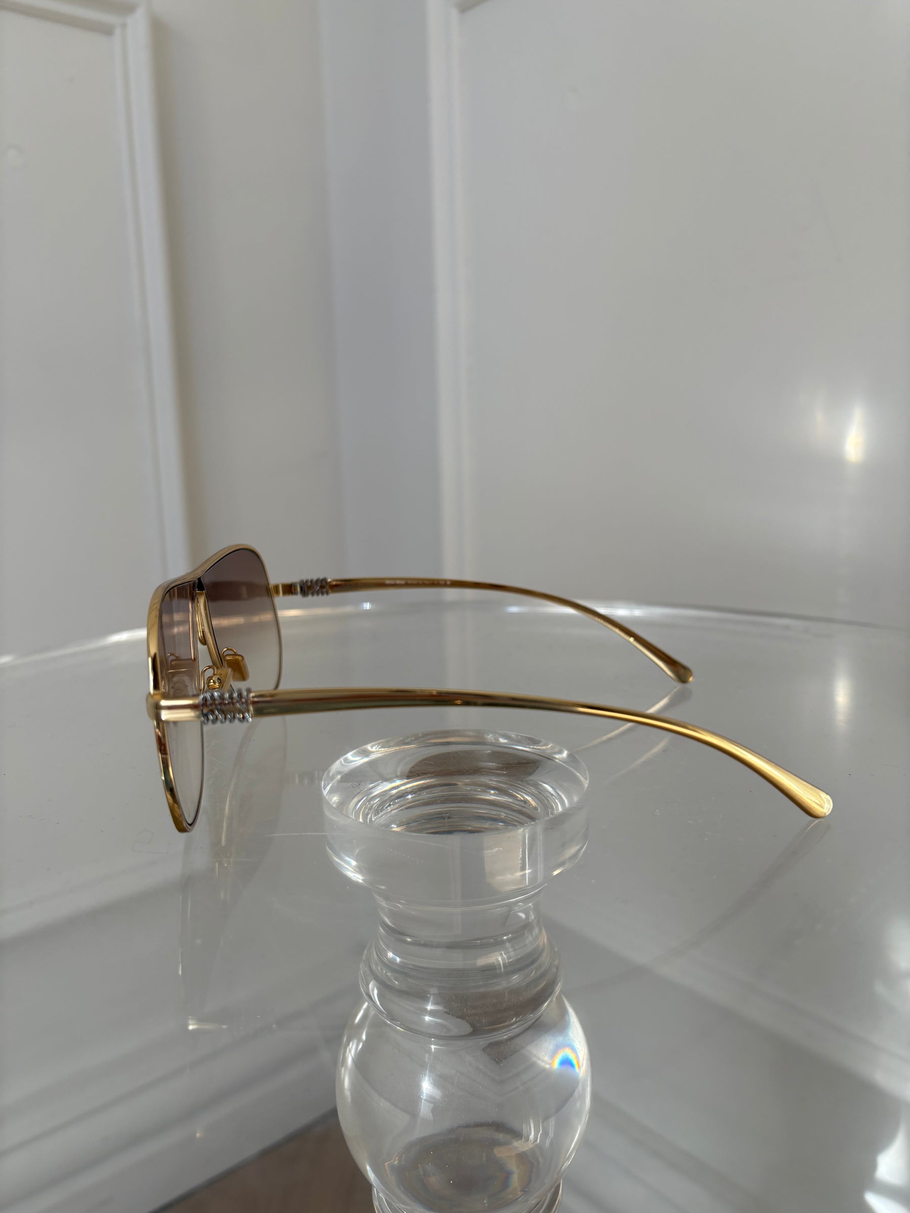 Miu Miu Ombre Aviator Sunglasses In Gold