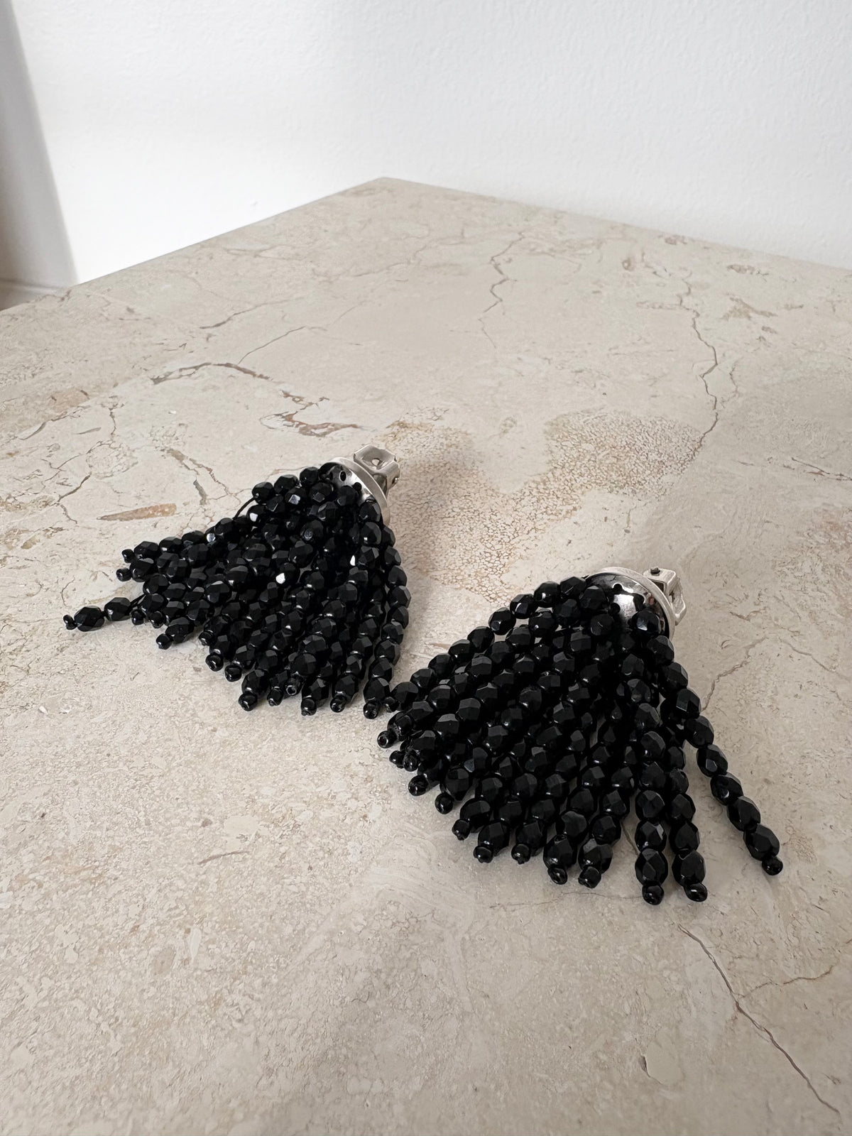 Alaïa Beaded Clip On Earrings Black