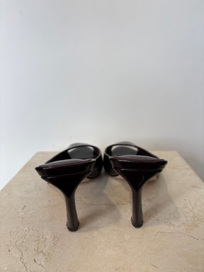 Deering Burgundy Patent Leather Mules, 39