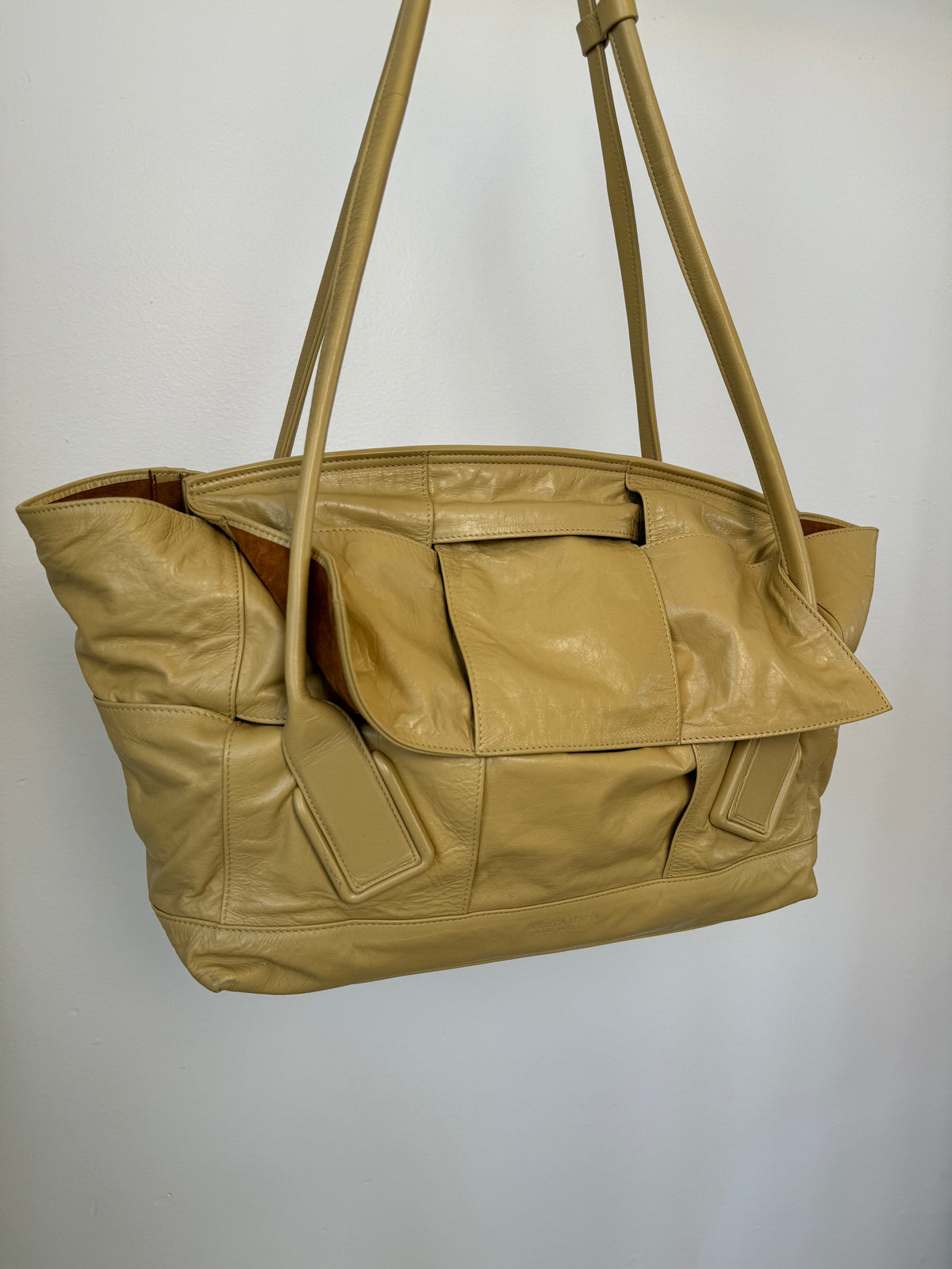 Bottega Veneta Butter Yellow Crinked Leather Arco Bag