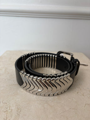 Isabel Marant Tehora Belt Black Leather Silver Hardware, Small