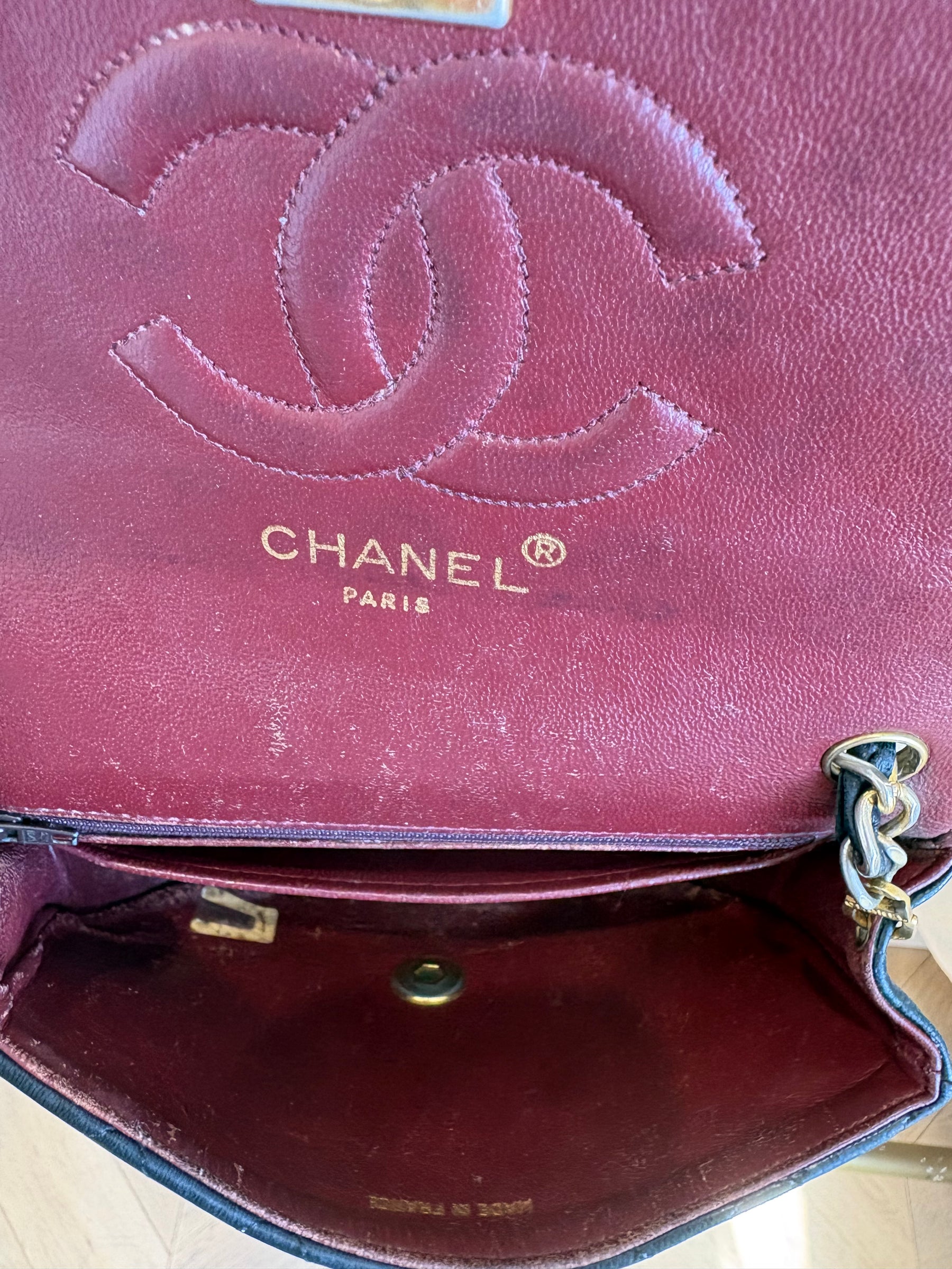 Chanel Black Lambskin Leather Half Moon Bag