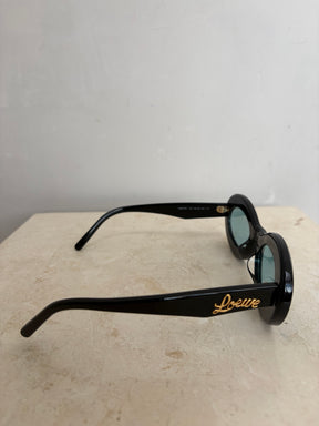Loewe Black Oval Logo Arm Sunglasses