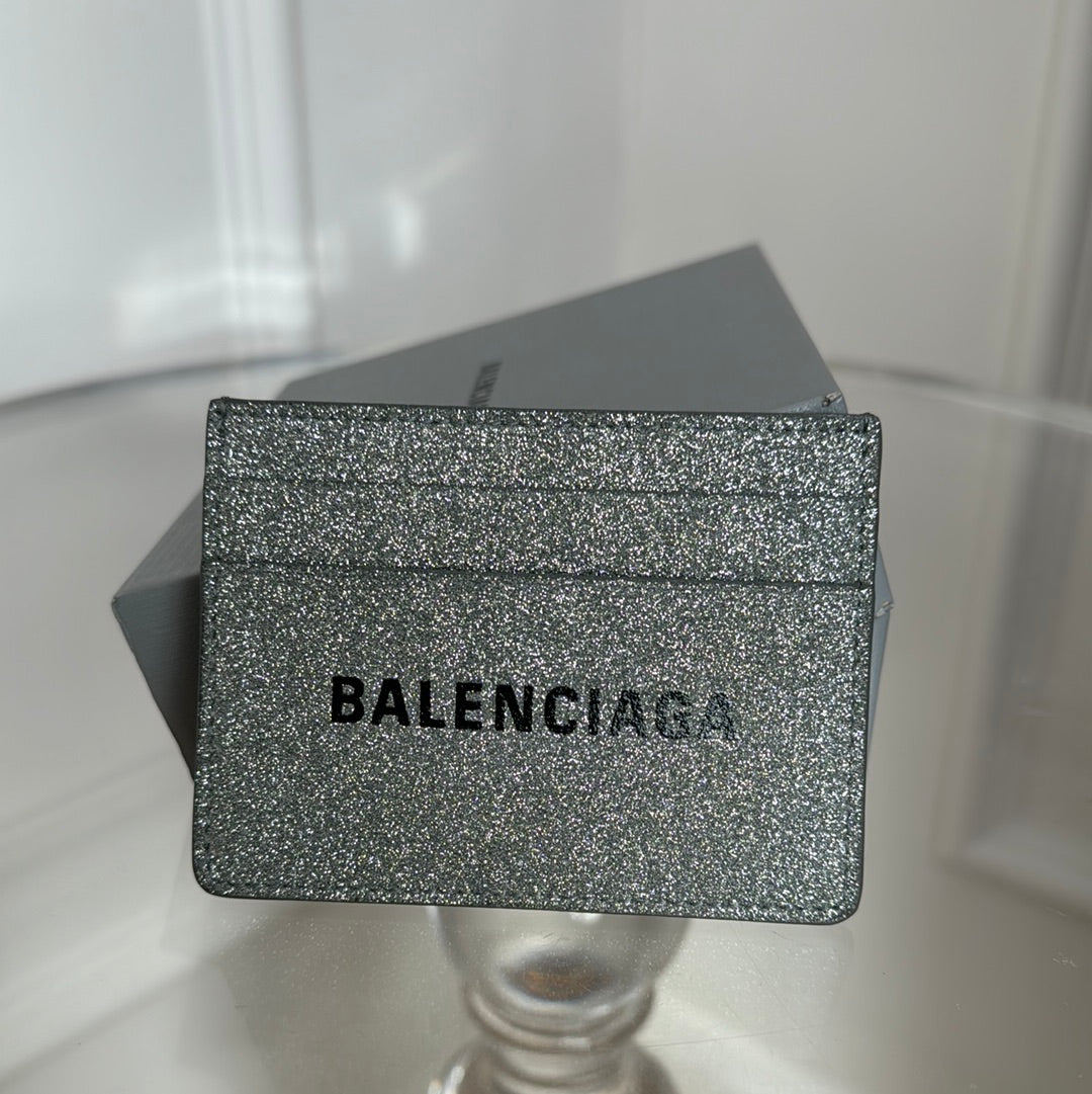Balenciaga Silver Glitter Cardholder