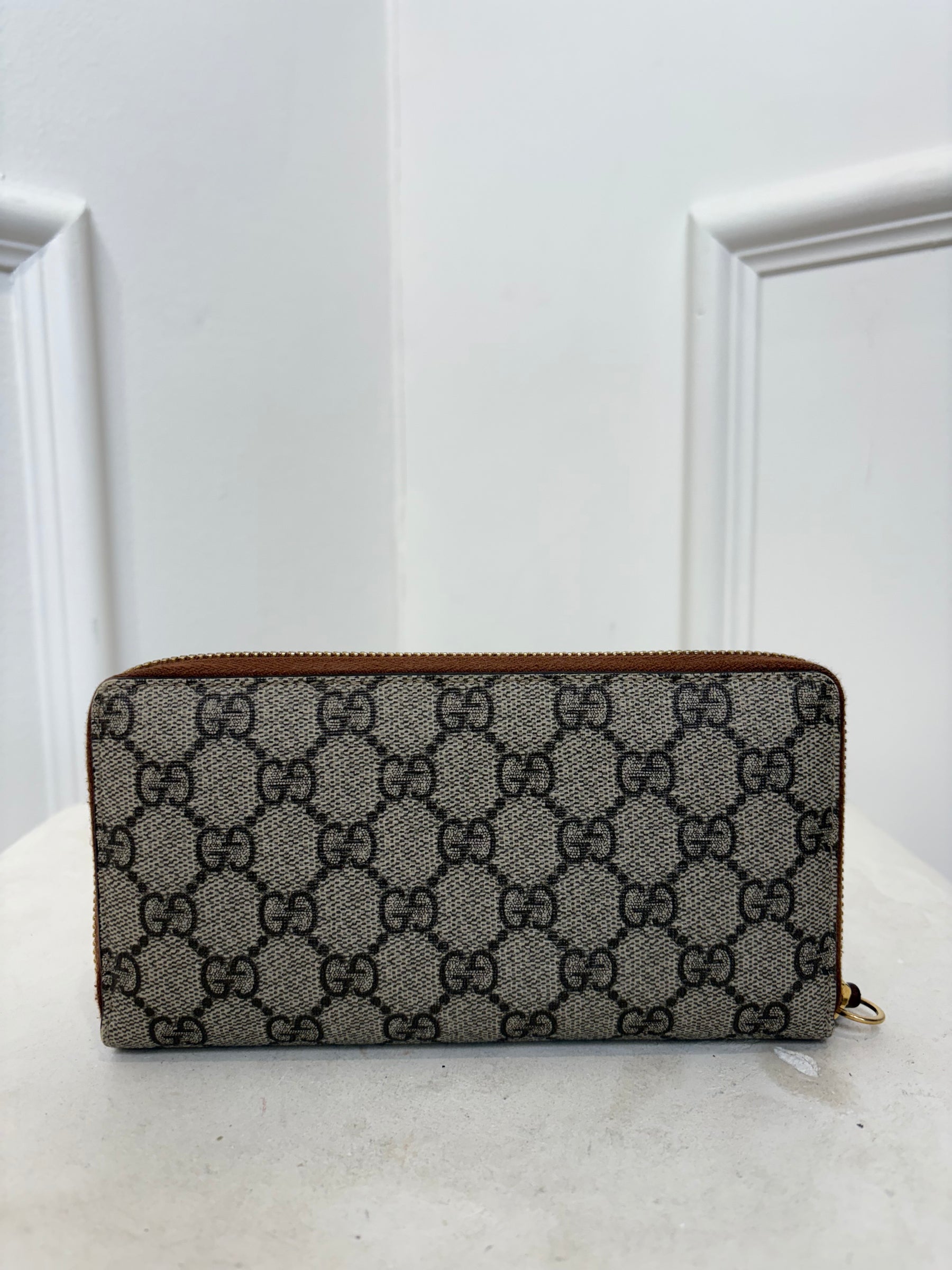 Gucci Canvas Monogram Zip Around Wallet