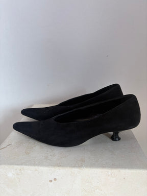 Khaite Black Suede Pointed Pump, 38