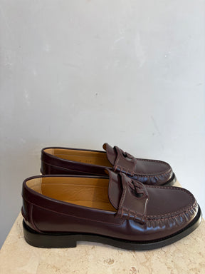 Gucci Cut Out GG Brown Leather Loafers, 5 UK
