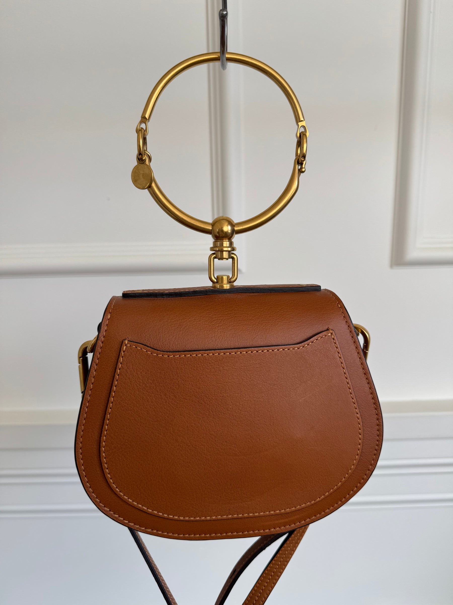 Chloé Tan Leather and Suede Nile Bracelet Bag