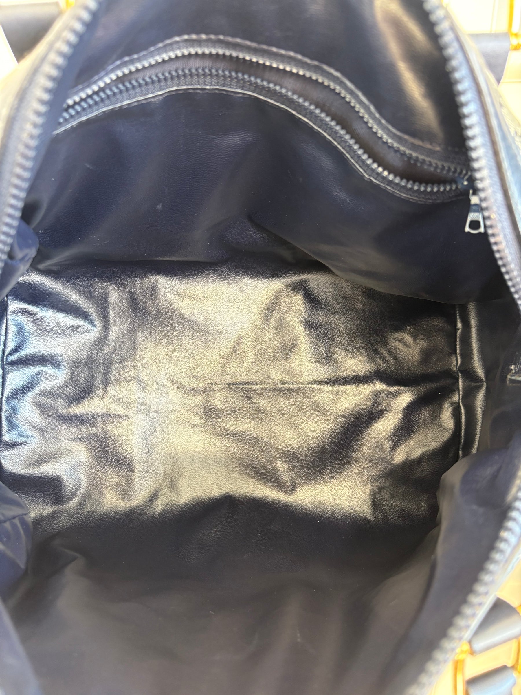 Celine Navy Coated Canvas Triomphe Boston Bag