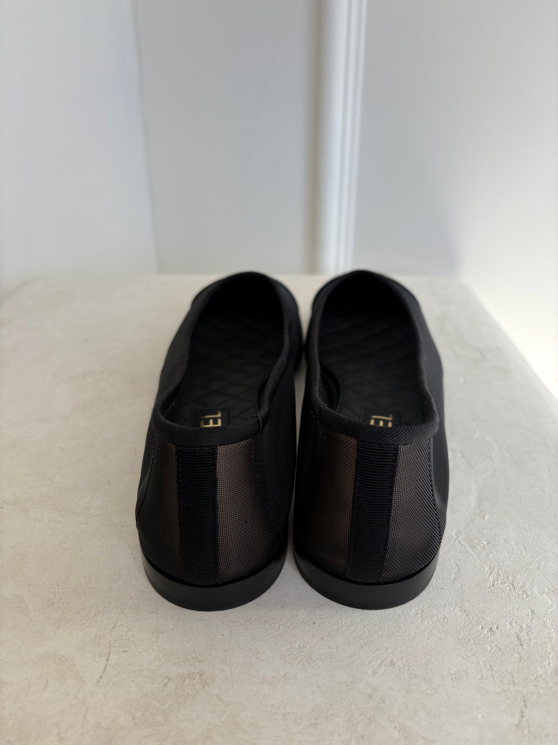 Chanel Black Mesh Ballet Flats, 39.5