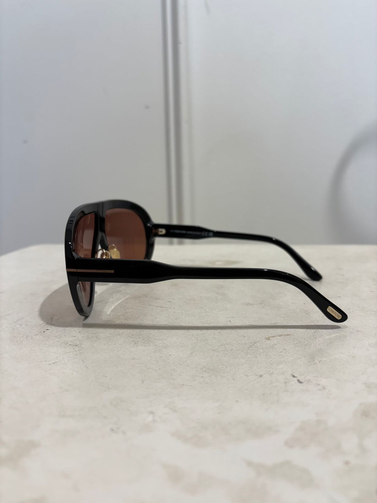 Tom Ford Black with Brown Lens Oversized Troy Sunglasses