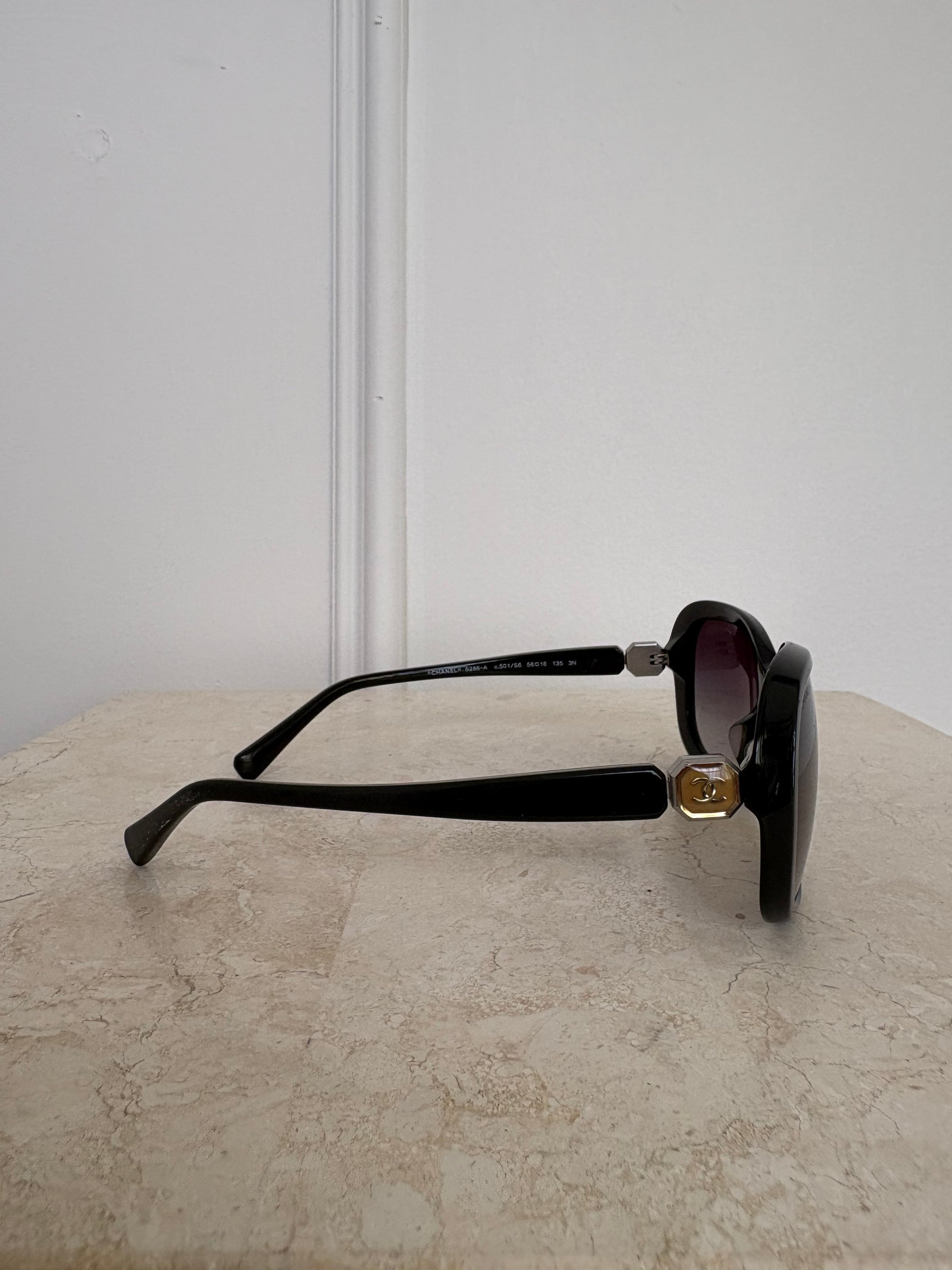 Chanel Black Rectangular Sunglasses