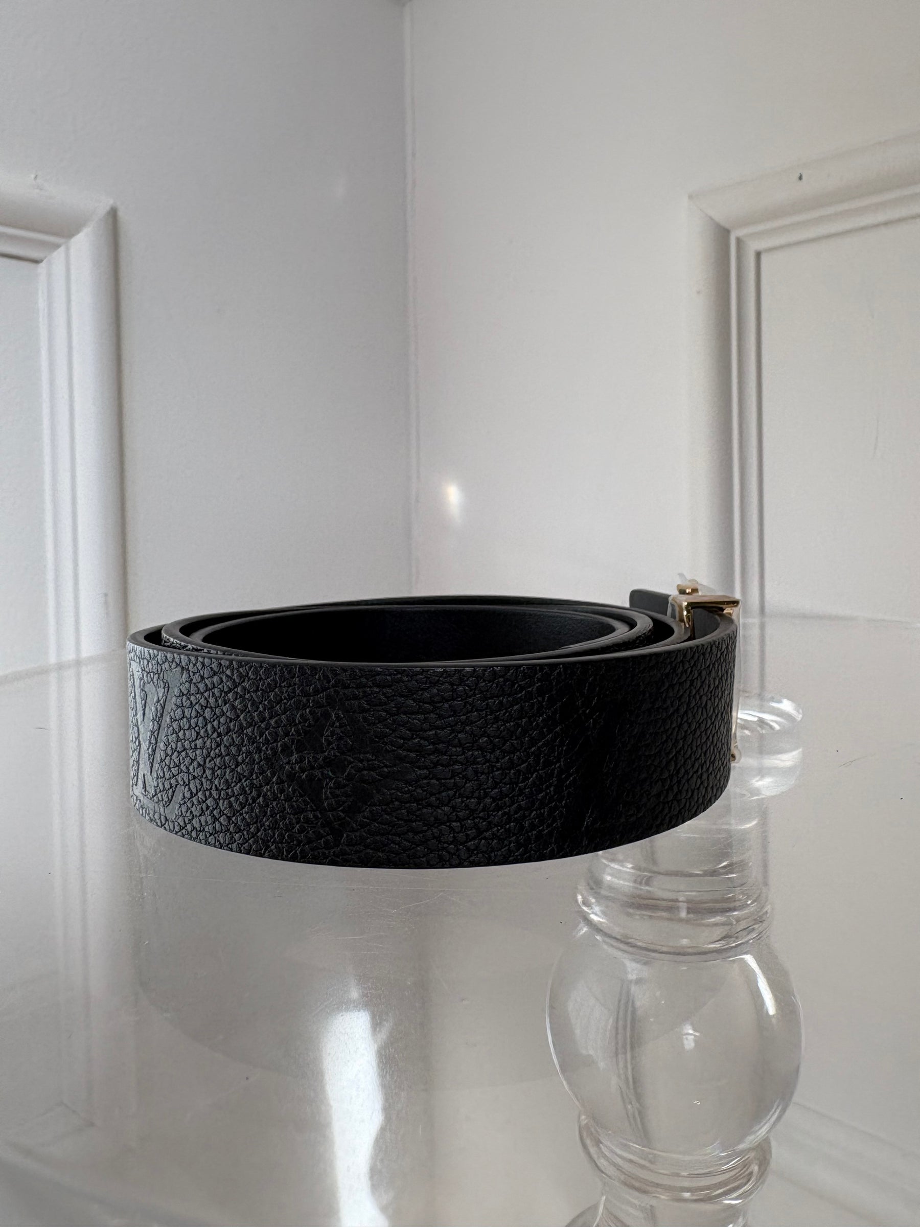 Louis Vuitton Black Empreinte Leather Logo Belt, 85